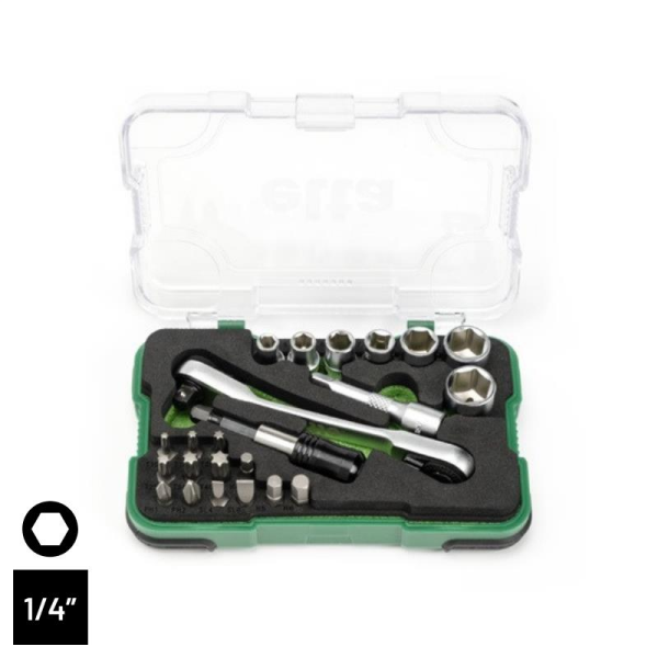 Elta 1/4'' Altı Köşe Cırcırlı Lokma Anahtar ve Bits Uç Seti (23 Parça) - 14000005079
