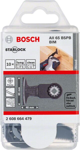 Bosch - Starlock - AII 65 BSPB - BIM Sert Ahşap İçin Daldırmalı Testere Bıçağı 10'lu