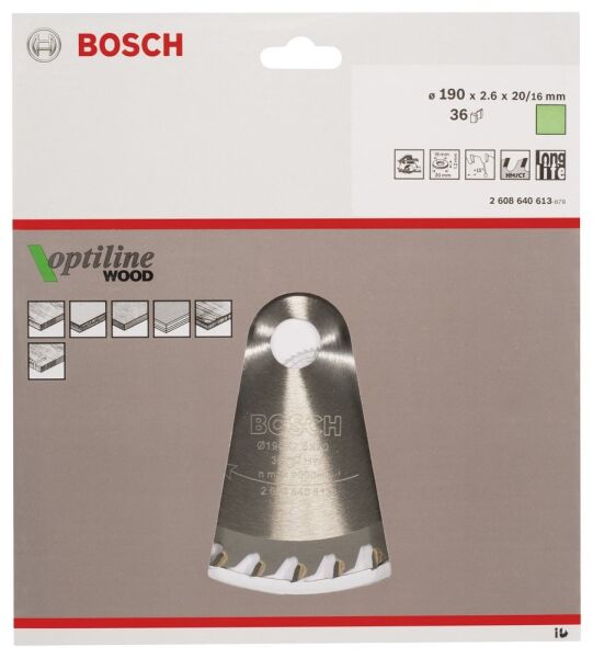 Bosch Opw Daıre Testere Bıcagı 190*20/16 Mm 36 D E 2608640613