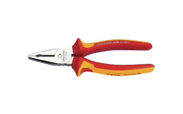 Ceta Form 180 mm 1000V Kombine Pense - Parlak Krom  (VDE) - G10-18-0180