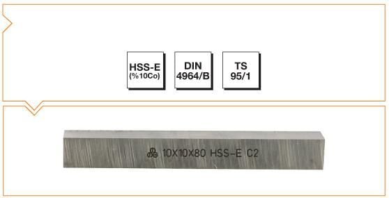 Makina Takım HSS - E (%10Co) DIN 4964/B Kare Kesitli Torna Kalemi 14x14x160