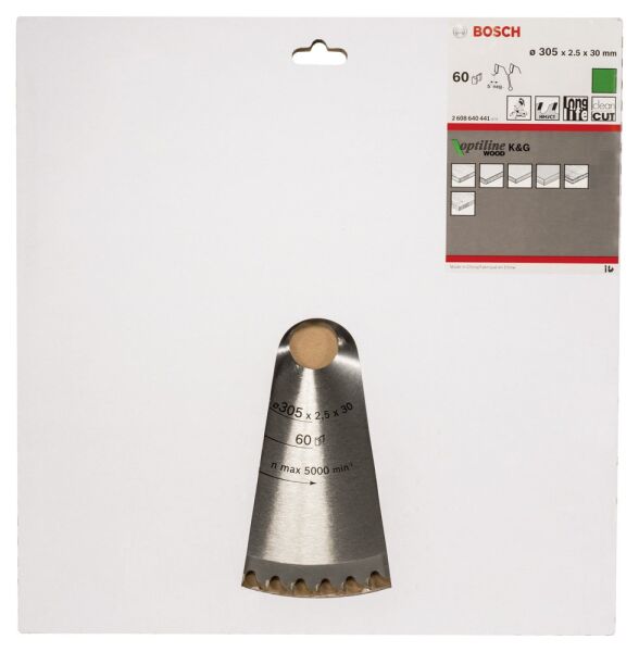 Bosch - Optiline Serisi Ahşap için Daire Testere Bıçağı 305*30 mm 60 Diş