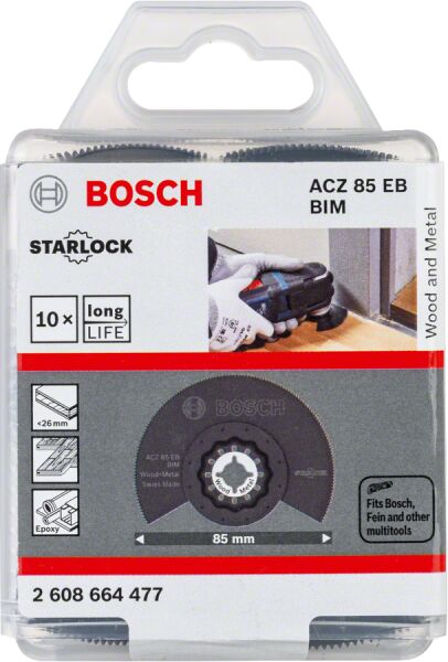 Bosch - Starlock - ACZ 85 EB - BIM Ahşap ve Metal İçin Segman Testere Bıçağı, Bombeli 10'lu
