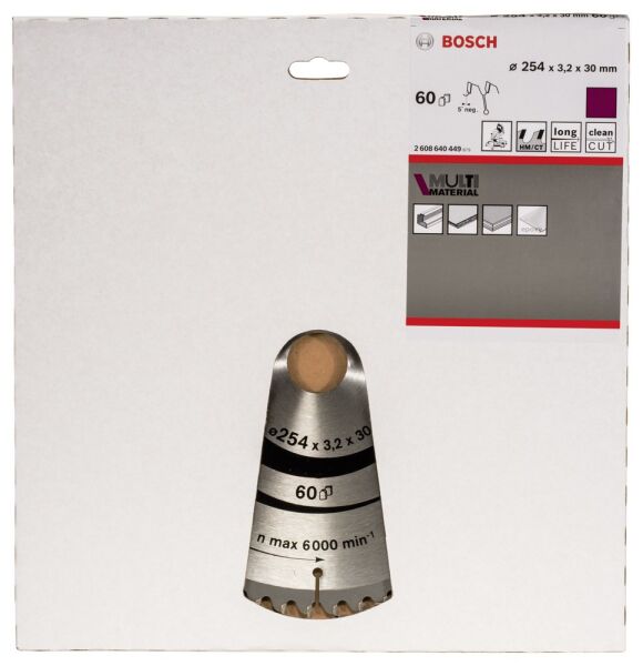 Bosch - Standard for Serisi Çoklu Malzeme için Daire Testere Bıçağı 254*30 mm 60 Diş