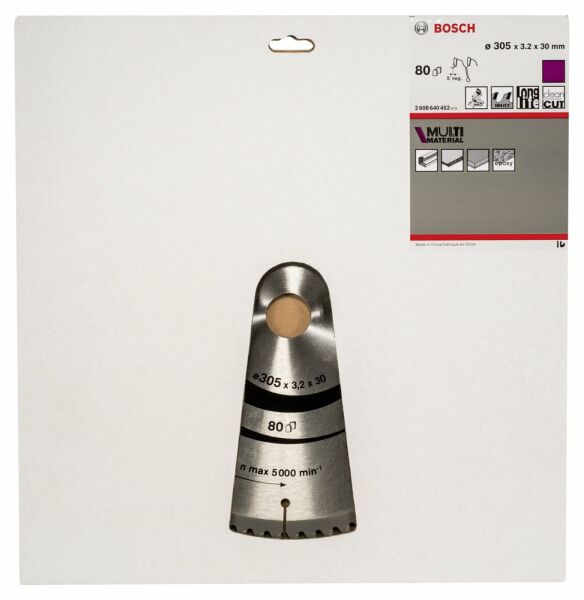 Bosch - Standard for Serisi Çoklu Malzeme için Daire Testere Bıçağı 305*30 mm 80 Diş