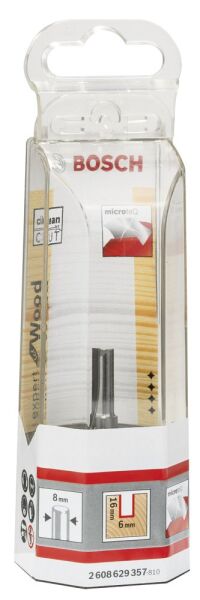 Bosch - Expert Serisi Ahşap İçin Çift Bıçaklı, Tam Sert Metal Kanal Freze Ucu 8*6*51 mm