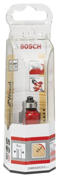 Bosch - Expert Serisi Ahşap İçin Çift Oluklu, Sert Metal Bilye Yataklı Yuvarlama Frezesi 8*3*55mm