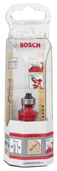 Bosch - Expert Serisi Ahşap İçin Çift Oluklu, Sert Metal Bilye Yataklı Yuvarlama Frezesi 8*4,75*55mm