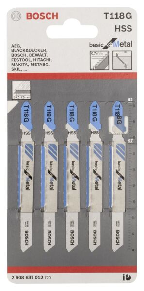 Bosch Dekupaj Bıcagı Basıcformetal T118G 5 Lı 2608631012