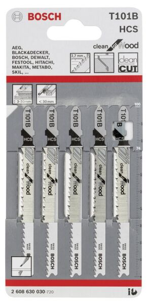 Bosch Dekupaj Bıcagı Cleanforwood T101B 5 Lı 2608630030