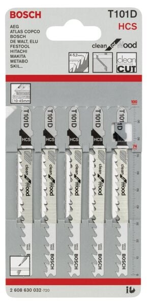 Bosch Dekupaj Bıcagı Cleanforwood T101D 5 Lı 2608630032