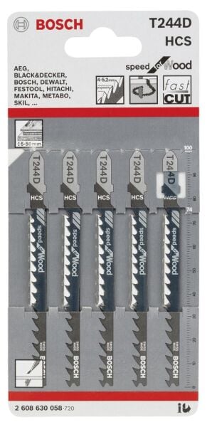 Bosch Dekupaj Bıcagı Speedforwood T244D 5 Lı 2608630058