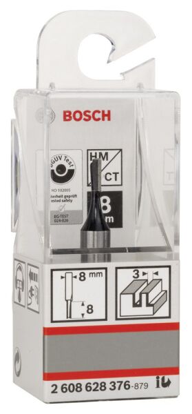 Bosch - Standard Seri Ahşap İçin Tek Oluklu, Sert Metal Düz Freze Ucu 8*3*51 mm