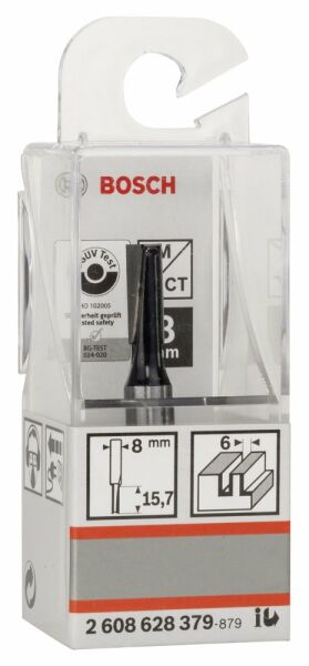 Bosch - Standard Seri Ahşap İçin Çift Oluklu, Sert Metal Düz Freze Ucu 8*6*48 mm