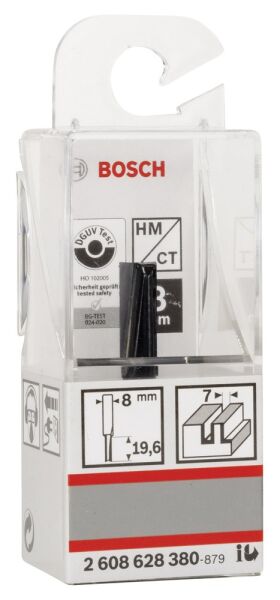 Bosch - Standard Seri Ahşap İçin Çift Oluklu, Sert Metal Düz Freze Ucu 8*7*51 mm