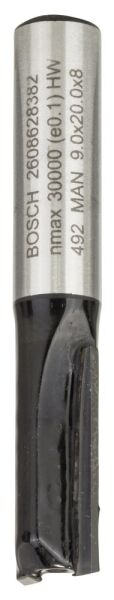 Bosch - Standard Seri Ahşap İçin Çift Oluklu, Sert Metal Düz Freze Ucu 8*9*51 mm