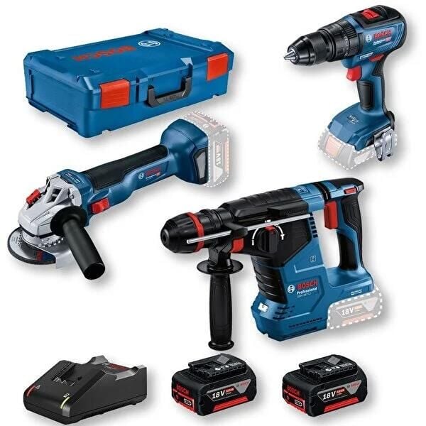 Bosch Professional Seti: GBH 187 Li + GWS 18V-10 + GSR 18V-50 (2 x 5.0 Ah ve XL-Boxx) - 0615990N42
