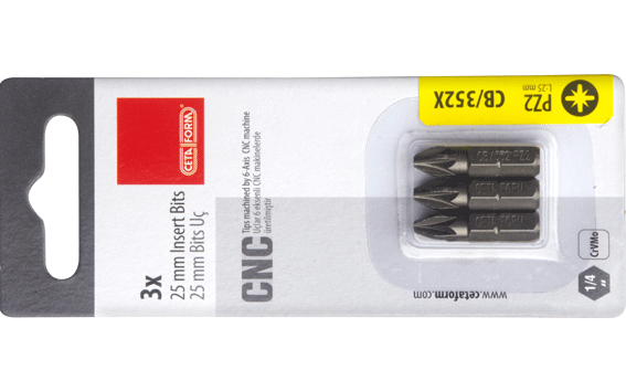 Ceta Form 3 Parça 1/4'' Pozidriv  Bits Uç PZ2 x 25 mm / Kartlı - CB/352X