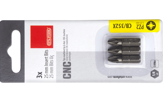 Ceta Form 3 Parça 1/4'' Pozidriv  Bits Uç PZ2 x 25 mm / Kartlı - CB/352X