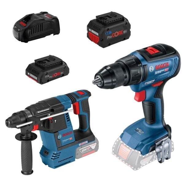 Bosch Professional Seti: GSR 18V-50 + GBH 18V-26 (1x 4,0 ve 8,0 Ah)