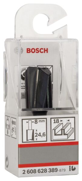 Bosch - Standard Seri Ahşap İçin Çift Oluklu, Sert Metal Düz Freze Ucu 8*18*56mm