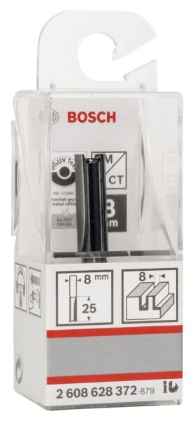 Bosch - Standard Seri Ahşap İçin Çift Oluklu, Sert Metal Ekstra Uzun Düz Freze Ucu 8*8*56 mm