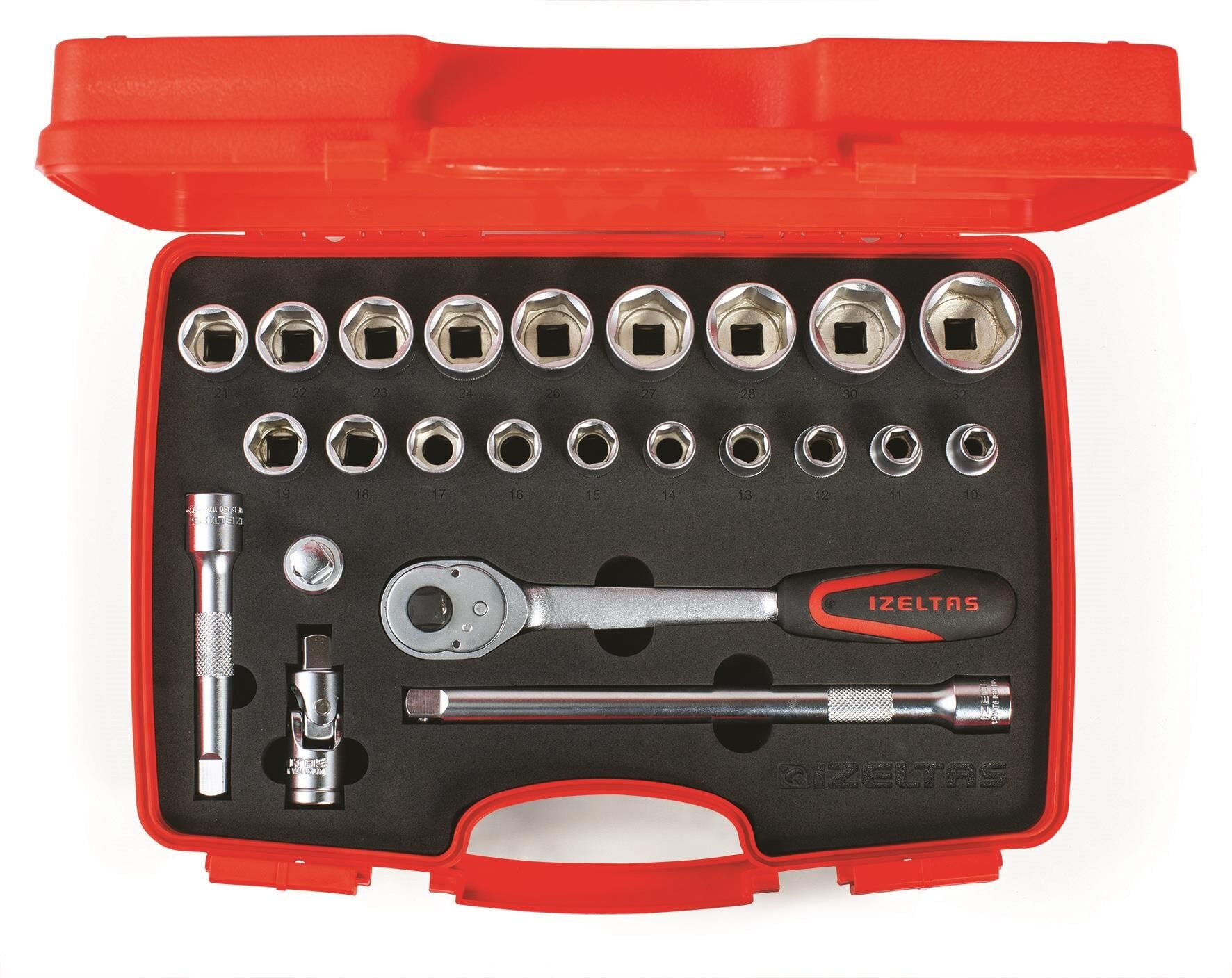 İzeltaş 24 Parça 1/2'' Altı Köşe Lokma Anahtar Takımı (U Kolsuz) - 1113002024