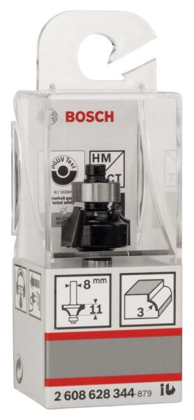 Bosch - Standard Seri Ahşap İçin Çift Oluklu, Sert Metal Bilya Yataklı Yuvarlama Frezesi 8*3*53 mm