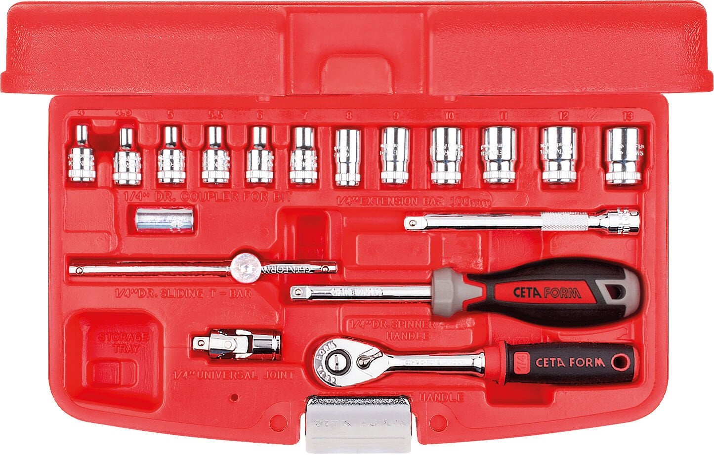 Ceta Form 18 Parça 1/4'' 6 Köşe Lokma Takımı - C00-18PH2