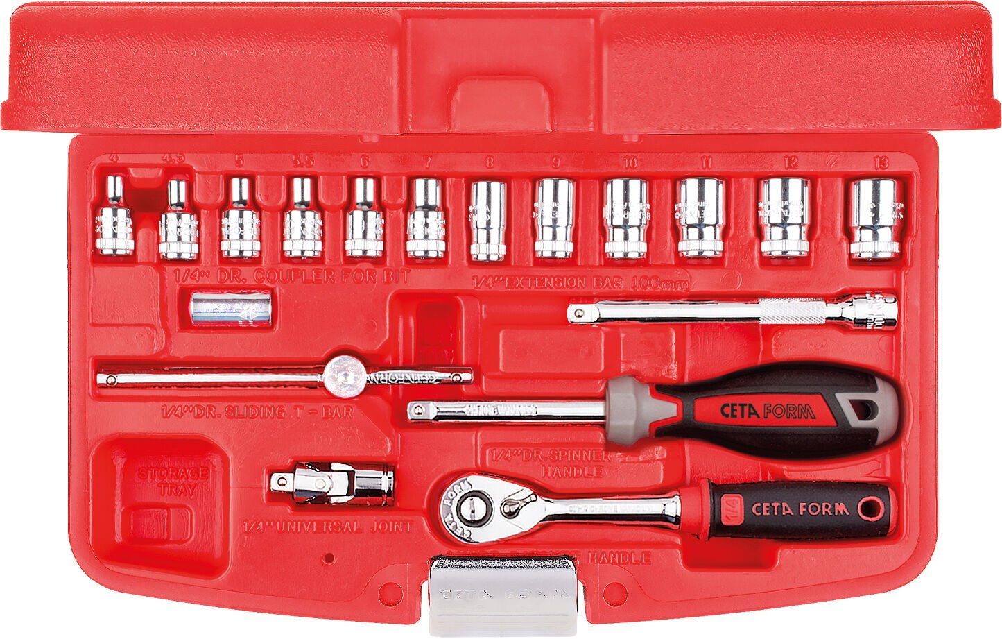 Ceta Form 18 Parça 1/4'' 6 Köşe Lokma Takımı - C00-18PH2