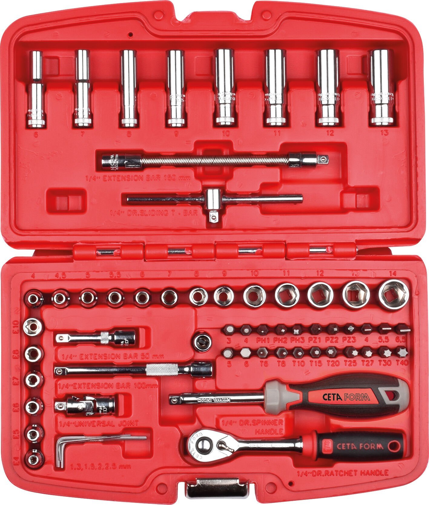 Ceta Form 61 Parça 1/4'' 6 Köşe Lokma Takımı - C00-61PH2