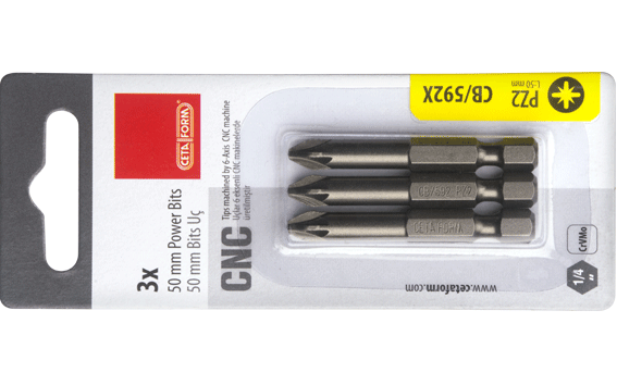 Ceta Form 3 Parça 1/4'' Pozidriv  Bits Uç PZ2 x 50 mm / Kartlı - CB/592X