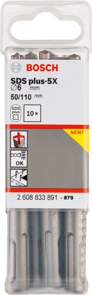 Bosch - SDS-Plus-5X Serisi Kırıcı Delici Matkap Ucu 6*110 mm 10'lu