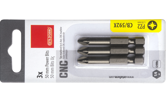 Ceta Form 3 Parça 1/4'' Pozidriv  Bits Uç PZ3 x 50 mm / Kartlı - CB/593X