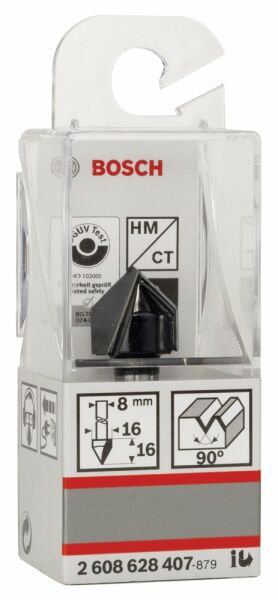 Bosch - Standard Seri Ahşap İçin Çift Oluklu Sert Metal V-Kanal Freze 8*16*45 mm