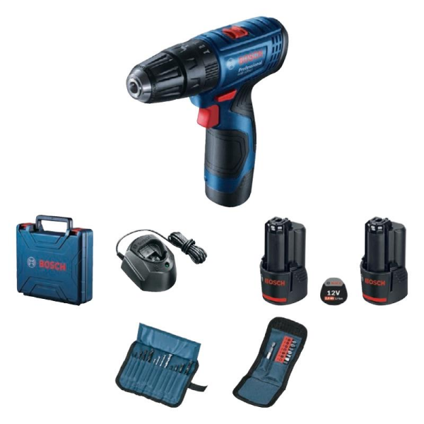 Bosch Professional GSB 120-Li Akülü Darbeli Delme Vidalama Makinesi (2 x 2.0 Ah) ve 23 Parça Vidalama Seti - 06019G8102