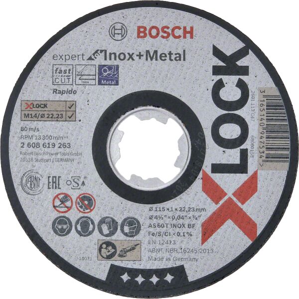 Bosch X-Lock Exm+Inox Kesmetası 115*1 Mm Duz 2608619263