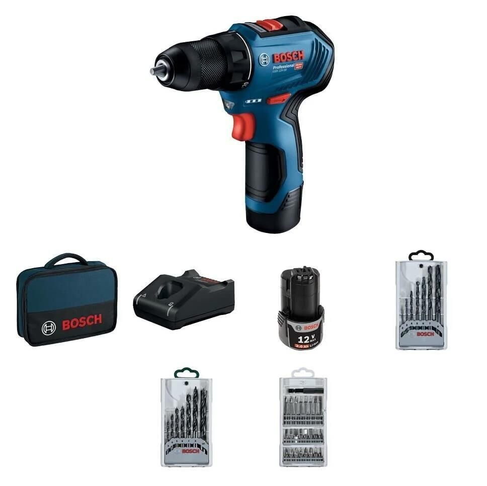 Bosch GSR 12V-30 + 39 Parça Vidalama Seti