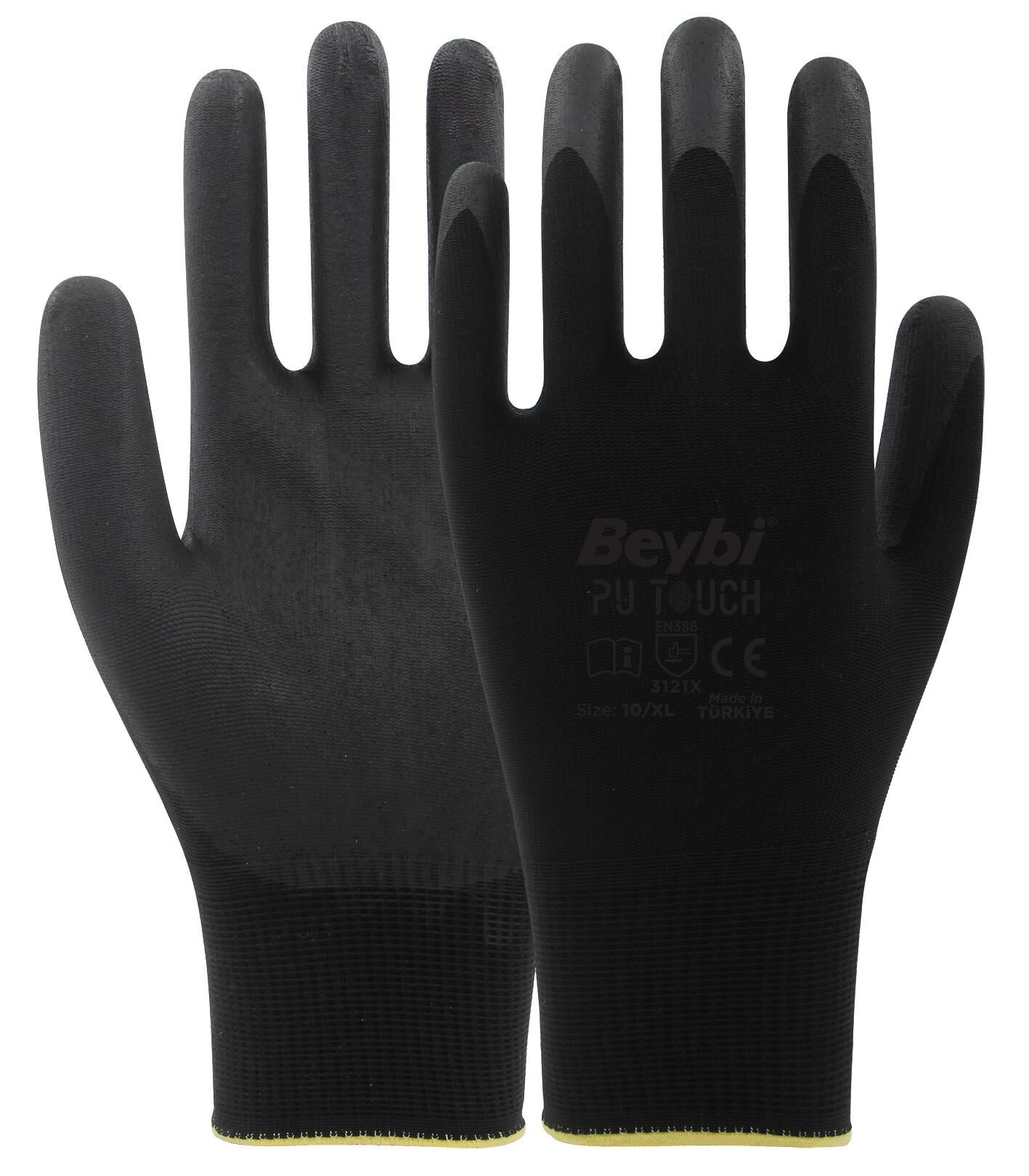 Beybi Pu Touch Poliüretan Kaplı Polyester Örme Eldiven No:08