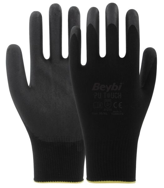 Beybi Pu Touch Poliüretan Kaplı Polyester Örme Eldiven No:08