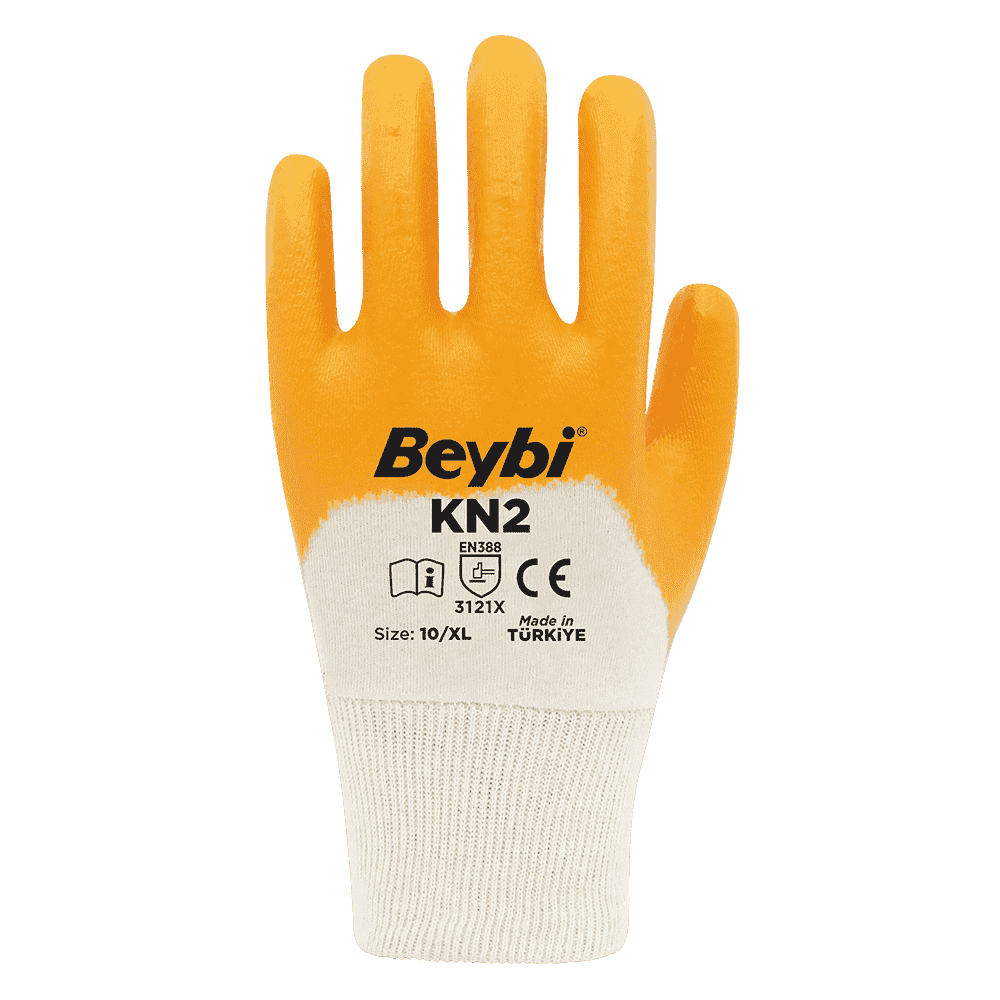 Beybi KN2 Pamuk Nitril Eldiven Beyaz Sarı No:09