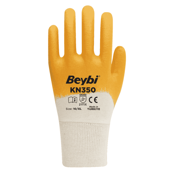 Beybi KN350 Pamuk Nitril Eldiven Beyaz Sarı No:10