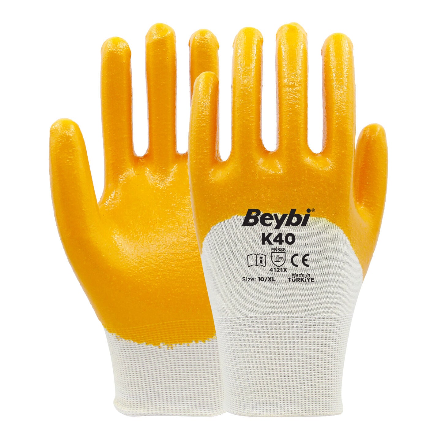 Beybi K40 Nitril Kaplı Pamuk ve Polyester Örgü Eldiven No:10