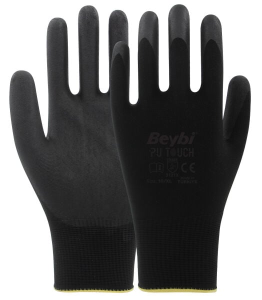 Beybi Pu Touch Poliüretan Kaplı Polyester Örme Eldiven No:09