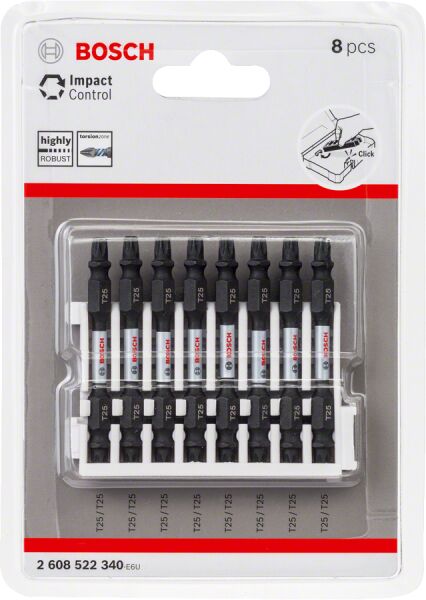 Bosch - Impact Control Serisi Çift Taraflı Vidalama Ucu 8'li T25 *65mm