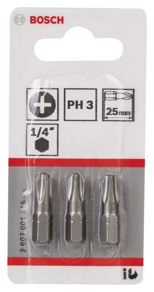 Bosch - Extra Hard Serisi Vidalama Ucu PH3*25 mm 3'lü