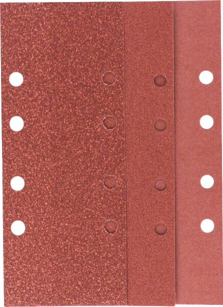 Bosch - Titreşimli Zımpara Kağıdı 10'lu Set, 93 x 230 mm 60/120/180 Kum 8 Delik