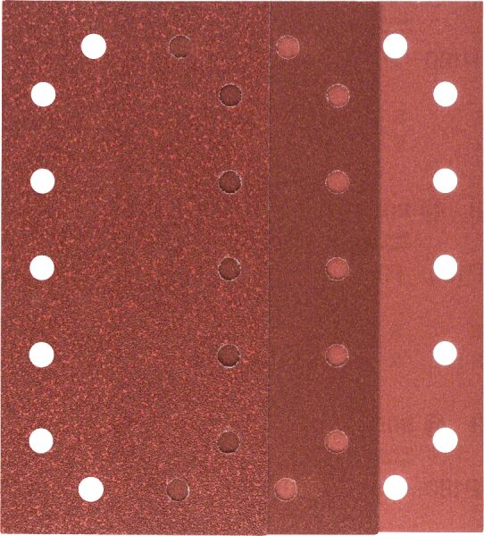 Bosch - Titreşimli Zımpara Kağıdı 10'lu Set, 115 x 230 mm 60/120/180 Kum 14 Delik