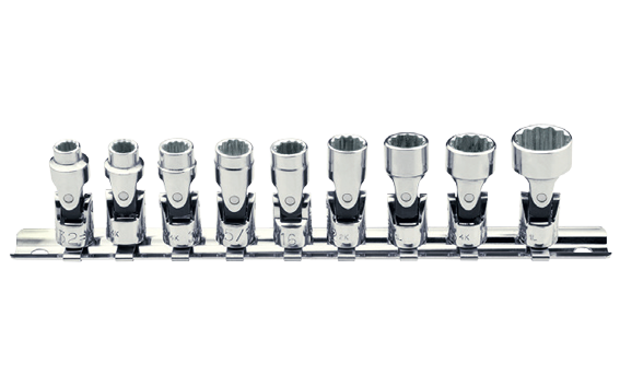 Ceta Form 9 Parça 1/4'' 12 Köşe (Yıldız) Mafsallı Lokma Anahtar Takımı (SAE) - C02UA-RB09