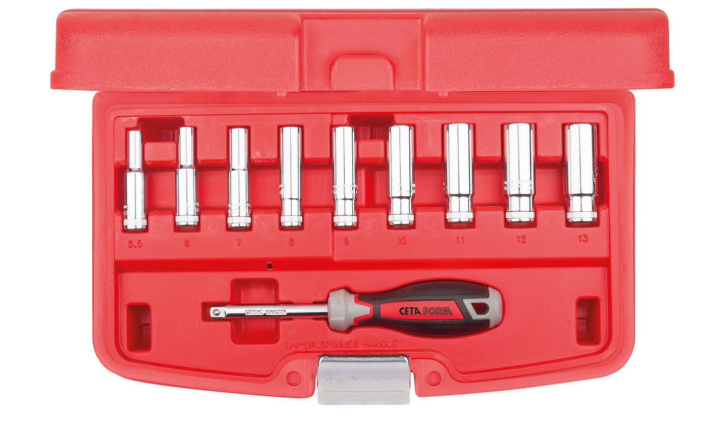 Ceta Form 10 Parça 1/4'' 6 Köşe Derin Lokma Takımı - C04-10PH0